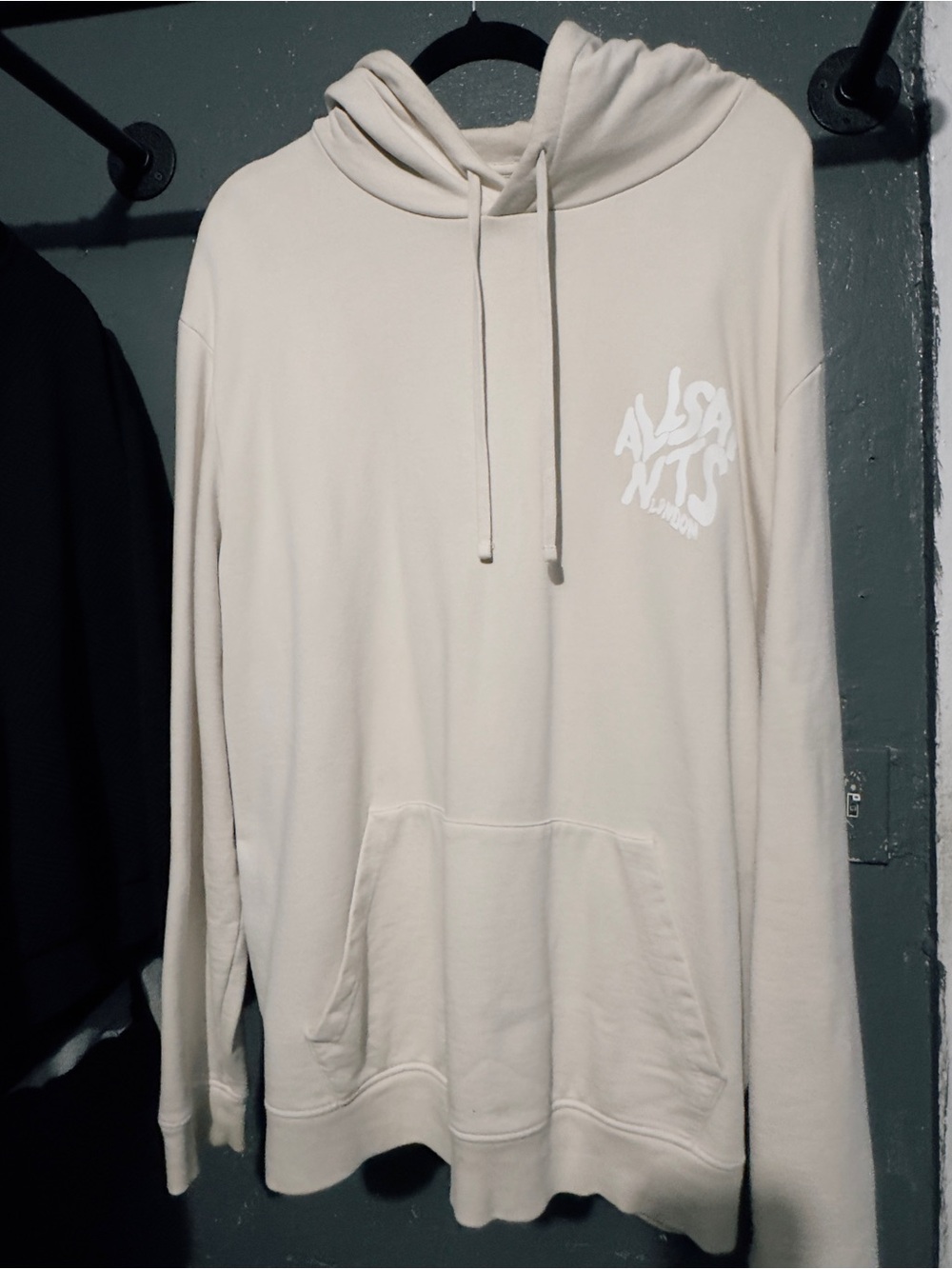 All Saints Cream Logo Hoodie